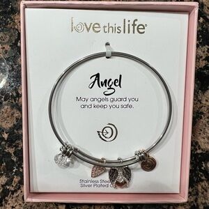 Brand New In Box Angel Bangle Bracelet With Charms Stainless Steel